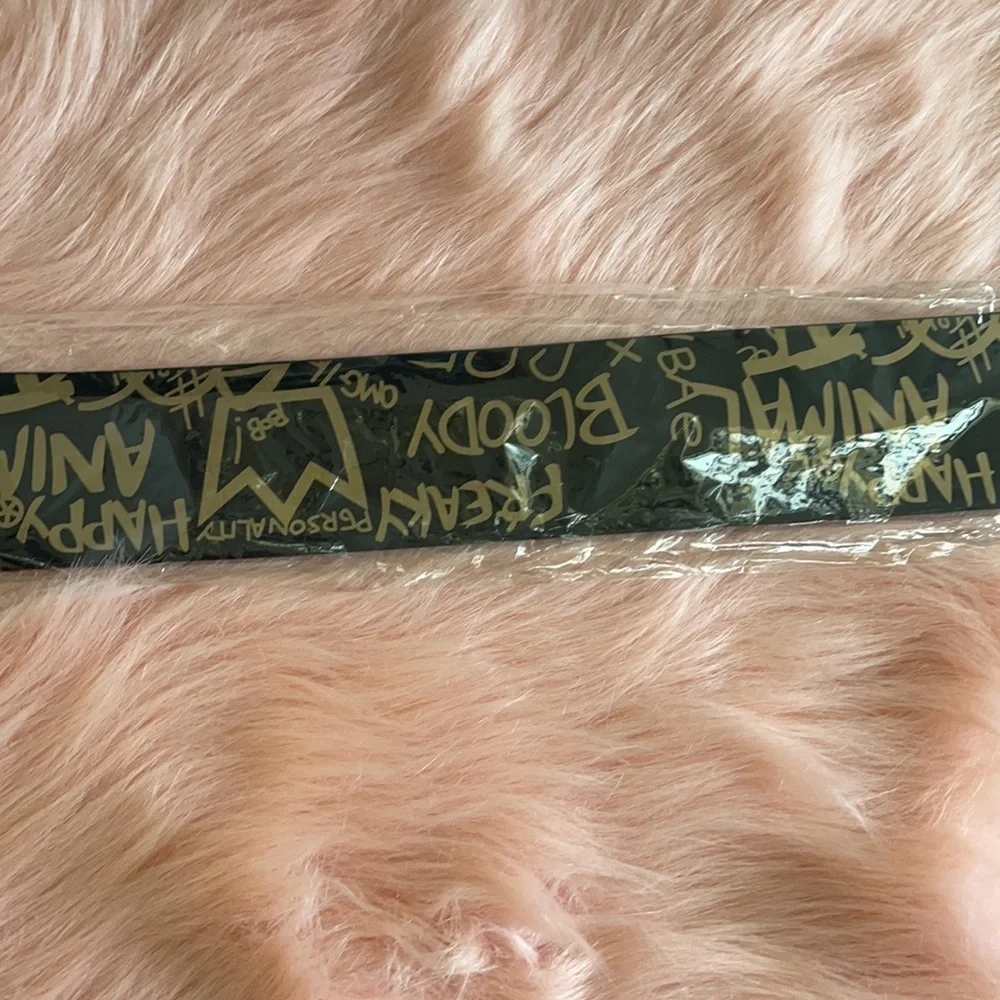 Black Gold Graffiti Printed Fashion Statement Belt